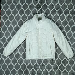 Columbia Jacket Women Small White Down Quilted Puffer Zip Up Coat